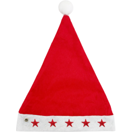 BONNET DE NOËL ROUGE ET BLANC À LEDS 5 ÉTOILES LUMINEUSES EN FEUTRINE POLYESTER