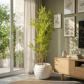 PLANTE ARTIFICIELLE BAMBOU 200 CENTIMÈTRES AVEC POT ET GALETS DÉCORATIFS