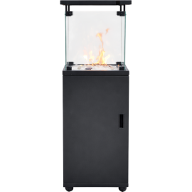 CHEMINÉE D’EXTÉRIEUR NOIR MAT AU GAZ PROPANE OU BUTANE AVEC PANNEAUX EN VERRE O’PURE "SUR COMMANDE"