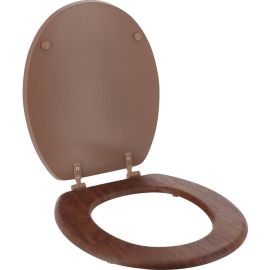 ABATTANT DE TOILETTES EN BOIS MDF 46 CM AVEC CHARNIÈRES EN PLASTIQUE COLORIS CARAMEL EFFET BOIS ACACIA