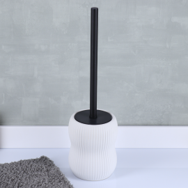 BROSSE POUR TOILETTES EN GRÈS CÉRAME ARRONDIE BLANCHE LIVORNO AVEC SUPPORT FERMÉ
