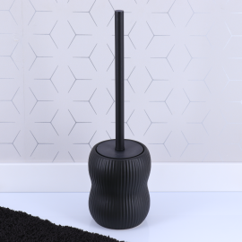 BROSSE DE TOILETTE ARRONDIE EN GRÈS CÉRAME NOIR AVEC SUPPORT LIVORNO