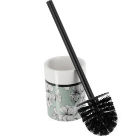 BROSSE WC DOLOMITE AVEC TIGE EN ACIER INOXYDABLE NOIR IMPRIMÉE ÉCRIN VERT