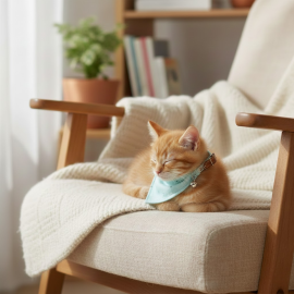 COLLIER POUR CHATON BLEU 35 CM AVEC BANDANA ÉLASTIQUE DE SÉCURITÉ ET CLOCHE