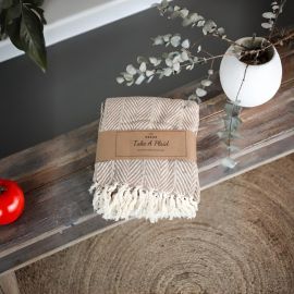 PLAID EN COTON BEIGE 130 X 180 CENTIMÈTRES TAKE A PLAID