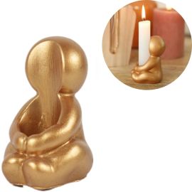 BOUGEOIR DÉCORATIF HUG COULEUR OR ROSE EN CIMENT 8 CM