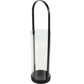 LANTERNE DÉCORATIVE ZIGGE EN MÉTAL NOIR AVEC VERRE TRANSPARENT 41 CM