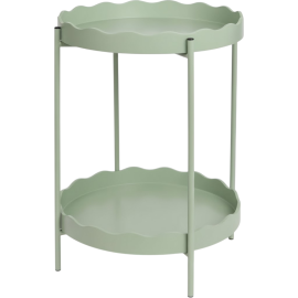 TABLE D’APPOINT RONDE À DEUX PLATEAUX EN BOIS MDF ET STRUCTURE MÉTAL 54 CM