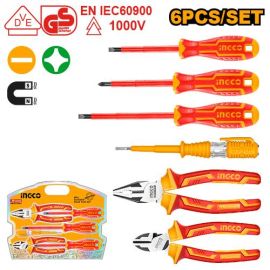 ENSEMBLE DE 6 OUTILS À MAIN ISOLÉS 1000 VOLTS CERTIFIÉS VDE INGCO POUR ÉLECTRICIEN