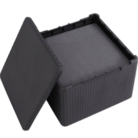 SALON DE JARDIN 5 PLACES EN RÉSINE TRESSÉE EFFET ROTIN KETER CLAIRE GRAPHITE AVEC TABLE DE RANGEMENT