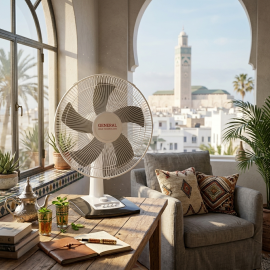 VENTILATEUR À POSER 3 VITESSES AVEC MINUTERIE 60 MINUTES OSCILLATION 90° RÉGLAGE VERTICAL GENERAL