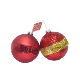 BOULE DE NOËL EN VERRE DIAM 10CM - ROUGE / OR