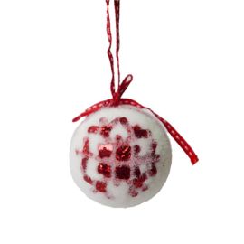 BOULE DE NOEL COTON NOEUD PAPILLON ROUGE D6CM
