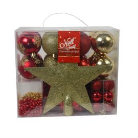SUSPENSION DE NOEL BOITE DE 44 PCS BOULES & CIMIER