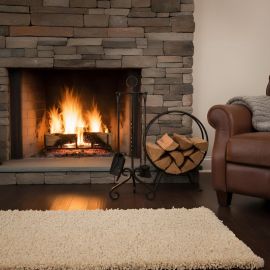 SERVITEUR DE CHEMINÉE EN FER FORGÉ NOIR