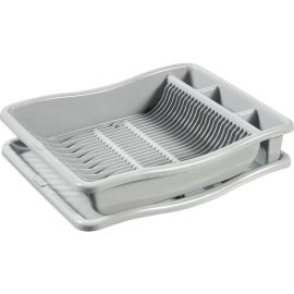 ÉGOUTTOIR À VAISSELLE AVEC PLATEAU CURVER GRAND MODÈLE GRIS CLAIR 48X38X10.5 CM