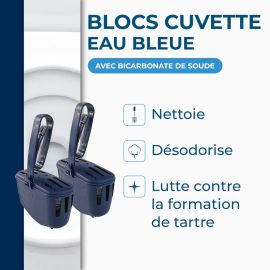 BLOCS CUVETTE EAU BLEUE NETTOYANTS ET DÉODORISANTS 2 X 40 G
