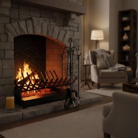 SERVITEUR DE CHEMINÉE EN FER FORGÉ NOIR