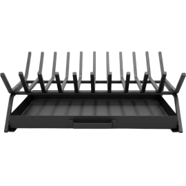 COQUILLE DE CHEMINÉE EN FER FORGÉ NOIR À 12 BARRES AVEC BAC À CENDRES