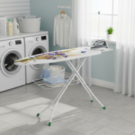 TABLE À REPASSER GIMI EN ACIER PRESTIGE SURFACE 122 X 38 CM RÉGLABLE BLANC ET GRIS