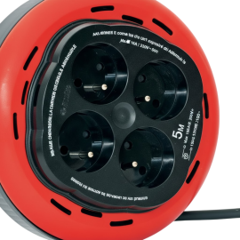 ENROULEUR ÉLECTRIQUE DOMESTIQUE 4 PRISES AVEC TERRE 5 MÈTRES INGELEC