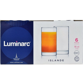 LOT DE 6 VERRES 15 CL EN VERRE MODÈLE ISLAND LUMINARC