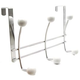 PATÈRE EN MÉTAL À 6 CROCHETS EN CHROME ET BLANC