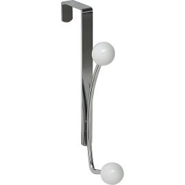 PATÈRE EN METAL À 2 CROCHETS EN CHROME ET BLANC