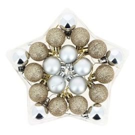 BOÎTE ÉTOILE DE 20 BOULES DE NOËL DE 3 CM CHAMPAGNE