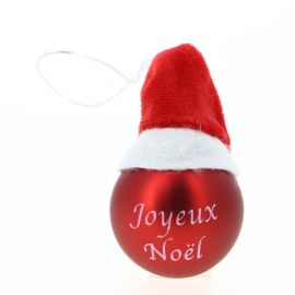 BOULE DE NOEL EN VERRE AVEC BONNET D:4 CM