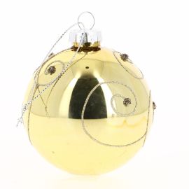 BOULE DE NOEL BRILLANTE COULEUR CHAMPAGNE D:8 CM