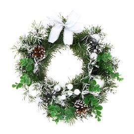 COURONNE DE NOEL AVEC NOEUD BLANC D : 30 CM