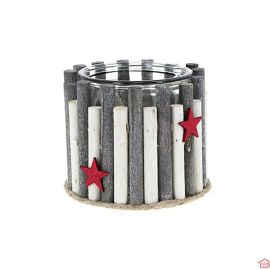 POT TRANSPARENT DECORE AVEC DU BOIS 15XH9/11