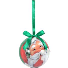 BOULE DÉCORATIVE DE NOËL LUMINEUSE À LED AVEC RUBAN SATINÉ 8 CM THÈME NOËL