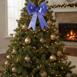 SUJET À SUSPENDRE NOEUD SIRIUS BLEU 20X30 CM DÉCORATION FESTIVE RÉUTILISABLE