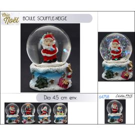BOULE SOUFFLE-NEIGE SUR SOCLE MOTIF NOËL 4.5 CM