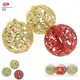 BOULE DE NOËL ÉVIDÉE 8 CM ROUGE ET OR