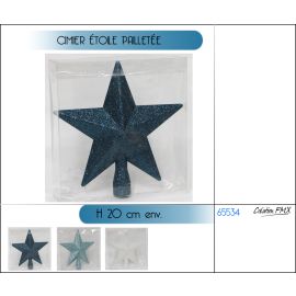 CIMIER ÉTOILE PAILLETÉE BLEU 20 CM NOËL EN LAPONIE
