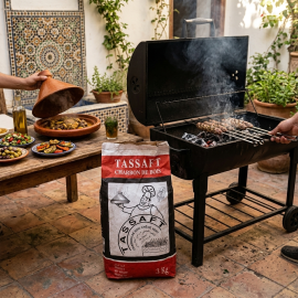 CHARBON DE BOIS EN CHÊNE VERT 3 KILOGRAMMES POUR BARBECUE ET KANOUN TASSAFT