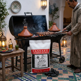 CHARBON DE BOIS EN CHÊNE VERT 5 KILOGRAMMES POUR BARBECUE ET KANOUN TASSAFT