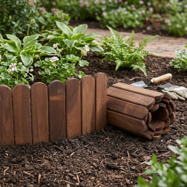 BORDURE EN BOIS LILOUX 20X120 CM MARRON POUR JARDIN ET POTAGER CERLAND