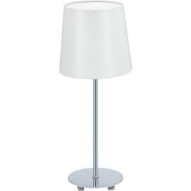 LAMPE DE TABLE DESIGN CHROME AVEC ABAT-JOUR BLANC E14 LAURITZ