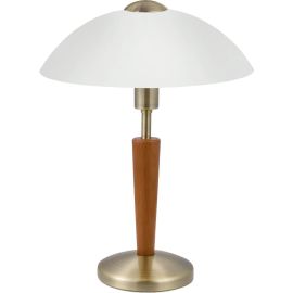 LAMPE DE TABLE DESIGN EN ACIER ET BOIS AVEC VARIATEUR TACTILE ABAT-JOUR EN VERRE BLANC E14 SANS AMPOULE