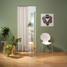 PORTE ACCORDÉON EXTENSIBLE EN PVC BLANC CÉRUSÉ SPACY 205 X 84 CENTIMÈTRES
