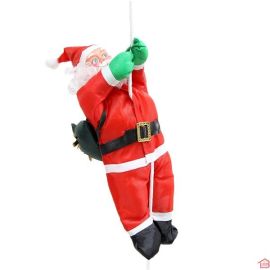PÈRE NÖEL GRIMPEUR SUR CORDE ET SA HOTTE 30.5 cm