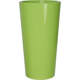 POT DE FLEURS DESIGN VERT BRILLANT 33 CENTIMÈTRES AVEC BAC INTÉGRÉ EURO3PLAST