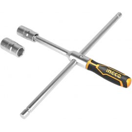 CLÉ BÉQUILLE EN ACIER FORGÉ 400 MM AVEC 4 DOUILLES RÉVERSIBLES INGCO