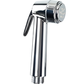 ENSEMBLE DOUCHETTE BIDET ANTICALCAIRE À BOUTON-POUSSOIR AVEC FLEXIBLE RENFORCÉ POLYFLEX NOIR ET SUPPORT CHROMÉ 1 JET