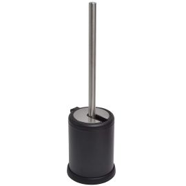 BROSSE WC NOIR MAT EN MÉTAL AVEC COUVERCLE RABATTABLE