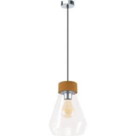 SUSPENSION BRIXHAM EN ACIER CHROMÉ AVEC ABAT-JOUR EN VERRE TRANSPARENT E27